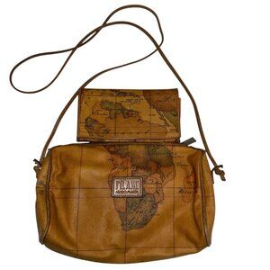 Alviero Martini Geo I’ilasse ITALY leather cross body bag MAPS wallet